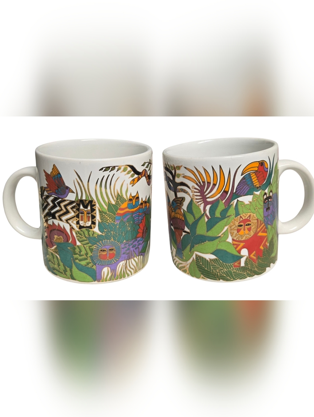 1989 Laurel Burch The Secret Jungle collectable mugs